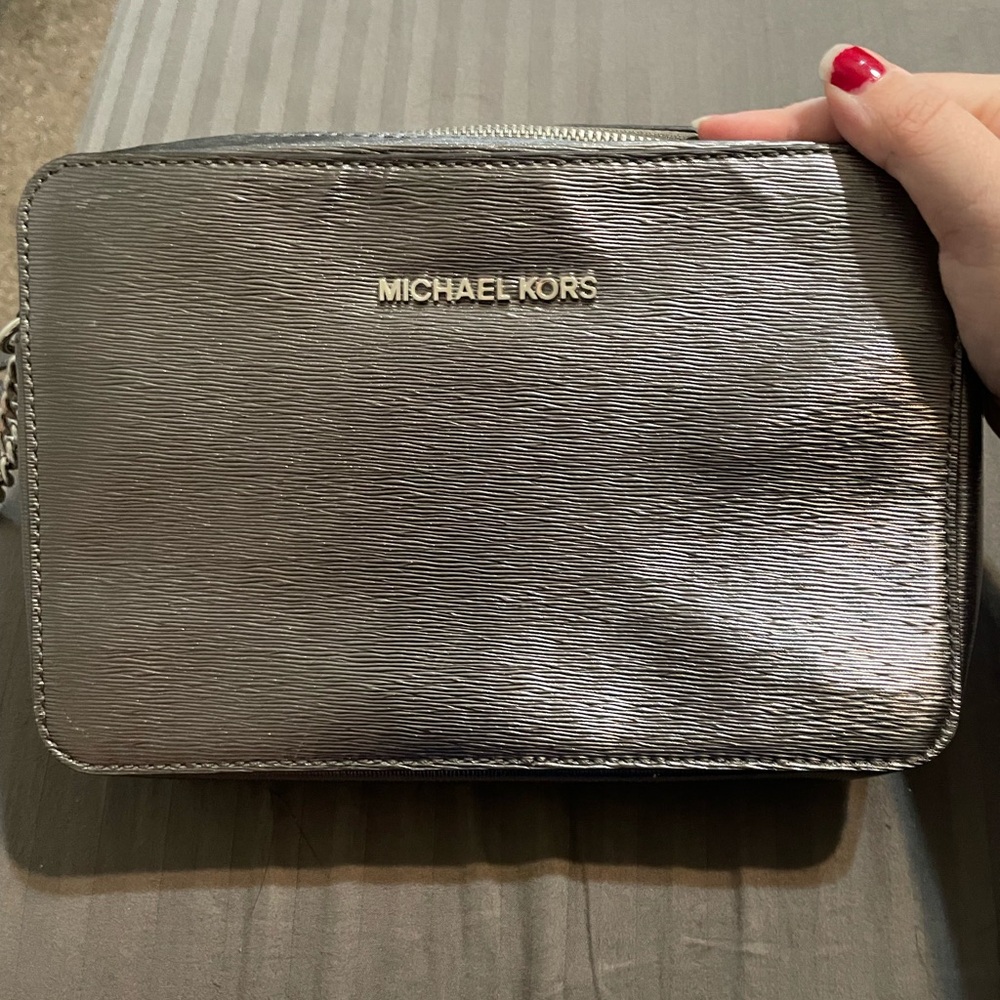 Michael Kors Metallic Silver Crossbody Bag
